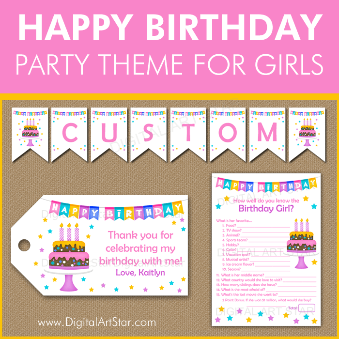 Happy Birthday Party Theme for Girls Birthday