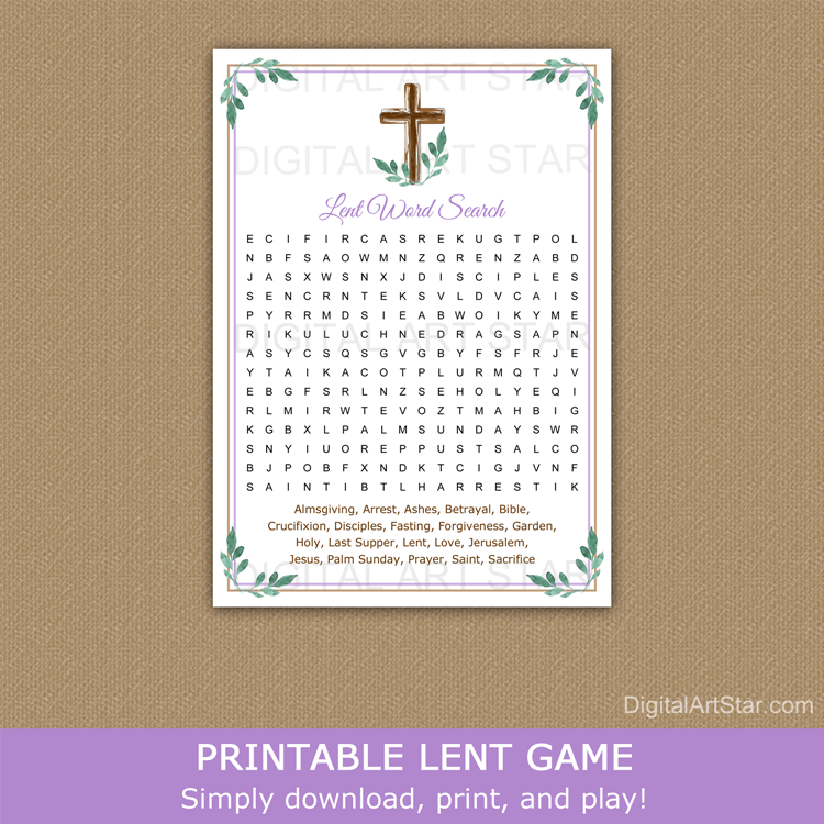 Holy Week Word Search Template for Adults