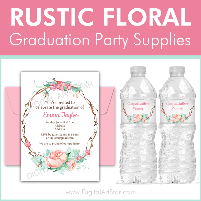 Rustic Floral Graduation Party Supplies