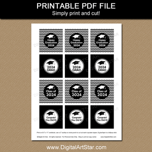 Printable Graduation Cupcake Toppers Black and White
