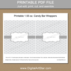 Silver Candy Bar Wrapper Template