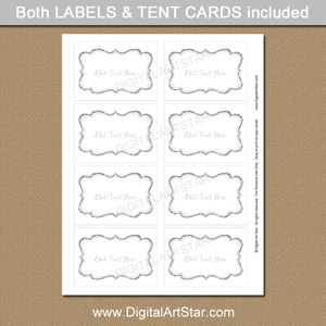 Printable Silver Glitter Anniversary Candy Buffet Labels