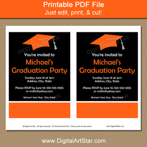 Orange and Black High School Graduation Party Invites