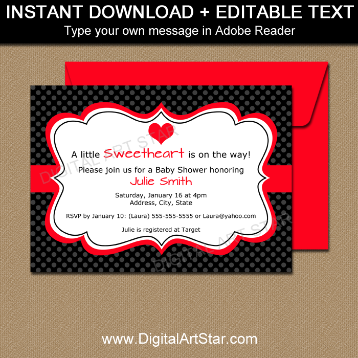 Editable Valentine Baby Shower Invite