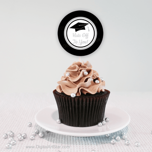 Black and Silver Graduation Cupcake Toppers Party Decorations