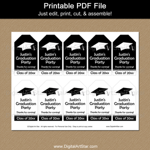Printable Black and White Graduation Hang Tags