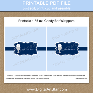 Blue First Communion Candy Wrappers Template
