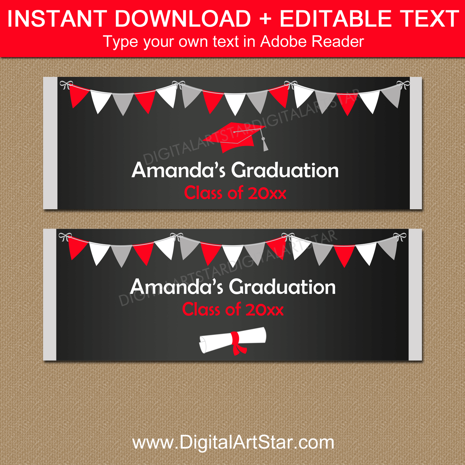 Chalkboard Graduation Candy Bar Wrappers to Print