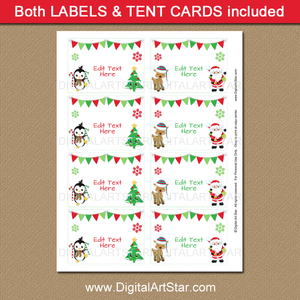 Cute Christmas Candy Buffet Labels Printable