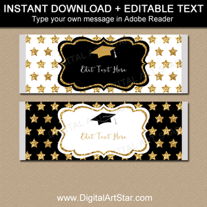 Elegant Black and Gold Graduation Candy Bar Wrappers