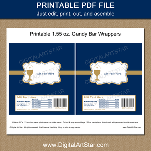 Printable First Communion Candy Bar Wrappers for Boys