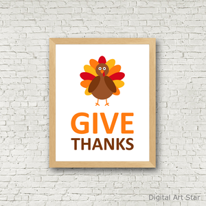 Give Thanks Turkey Printable Wall Art