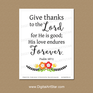 Printable Thanksgiving Scripture Wall Art Decor