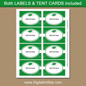 Green and White Graduation Candy Buffet Labels Printable