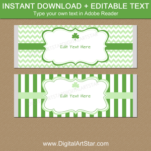 Green and White St Patrick's Day Candy Bar Wrapper Template