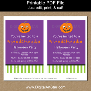 Printable Smiling Pumpkin Invites with Editable Text