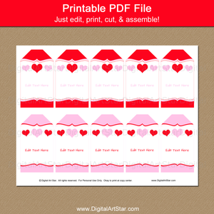 Printable Heart Tags for Valentine Party