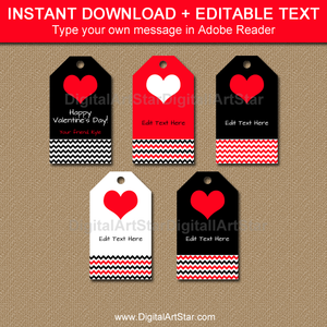 Black and Red Hang Tags for Valentine's Day