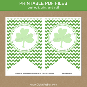 Green Shamrock Printable Banner Template for St Patrick's Day