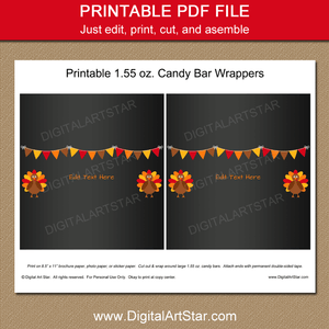 Chalkboard Thanksgiving Printable Chocolate Bar Wrappers