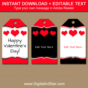 Printable Valentine Tag Template with Editable Text