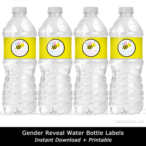Yellow Bumblebee Water Bottle Labels for Gender Reveal Party