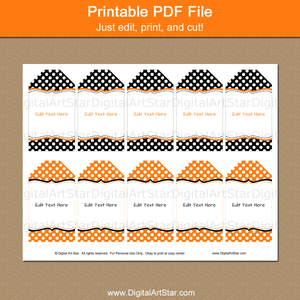 Black Orange White Printable Hang Tags with Polka Dots