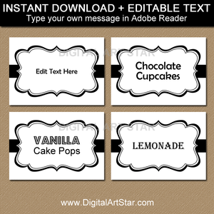 Black and White Editable Labels