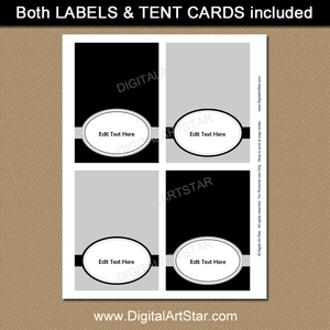 Black and Silver Birthday Place Cards Template