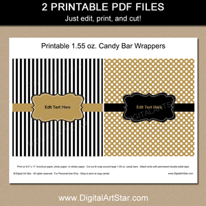 Printable Black and Gold Chocolate Bar Wrapper Template
