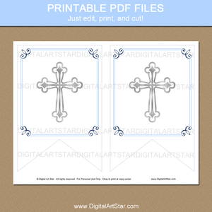 Boy First Communion Banner Printable Navy and Light Blue