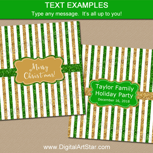 Editable Green and Gold Candy Wrapper Template