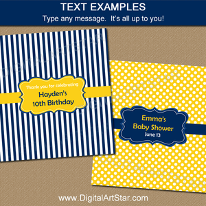 Navy and Yellow Candy Bar Wrappers for Boy Baby Shower