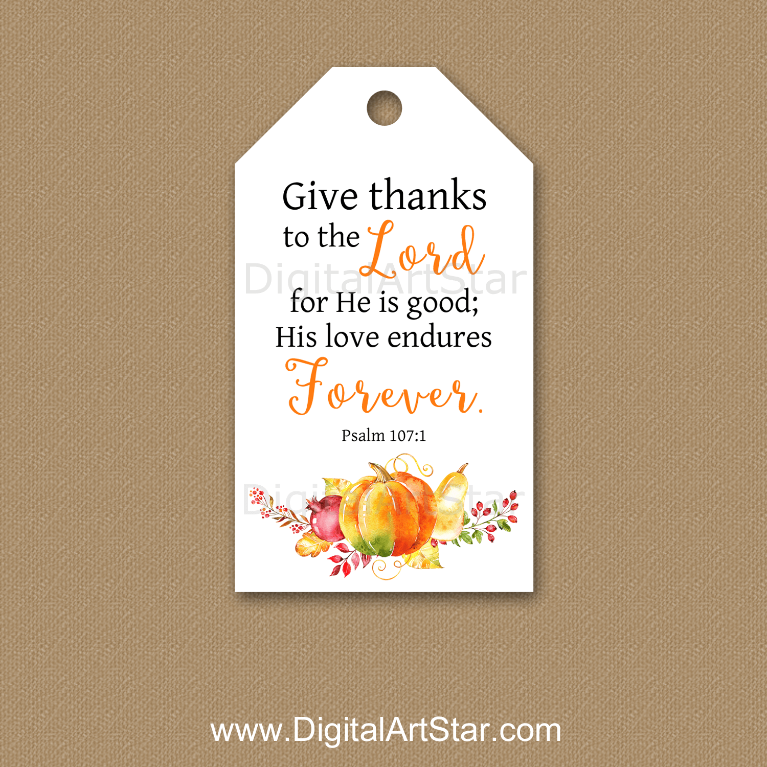 Christian Thanksgiving Printable Tags - Give Thanks to the Lord