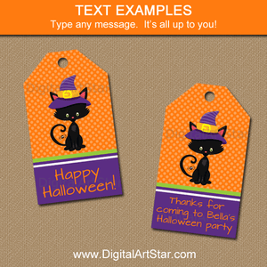 Happy Halloween Gift Tags Template in Orange and Purple