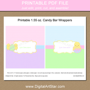 Printable Easter Candy Wrappers with Chicks