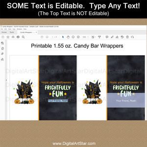 Editable Halloween Candy Bar Wrappers Template Gnomes Haunted Mansion