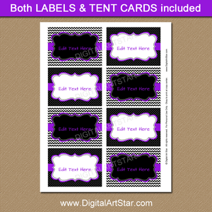 Editable Labels Purple Black White