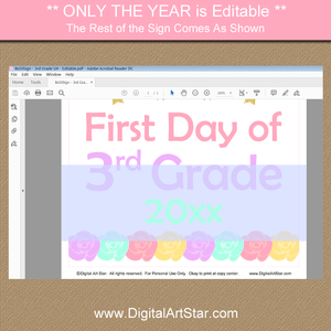 Unicorn First Day of Third Sign Printable
