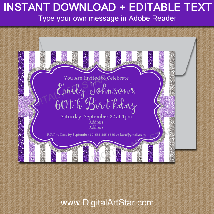 Editable Invitation for 60th Birthday or Any Age