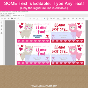 Editable Llama Valentines Day Card Template 