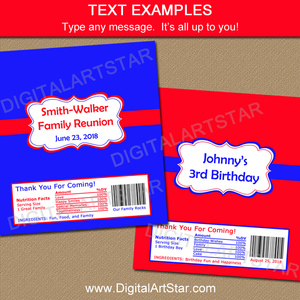 Editable Candy Wrappers for Family Reunion and Birthdays