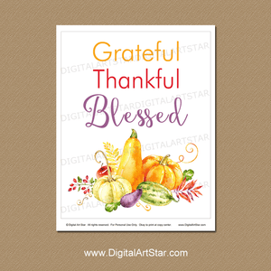 Printable Thanksgiving Wall Art with Gourd Pumpkins