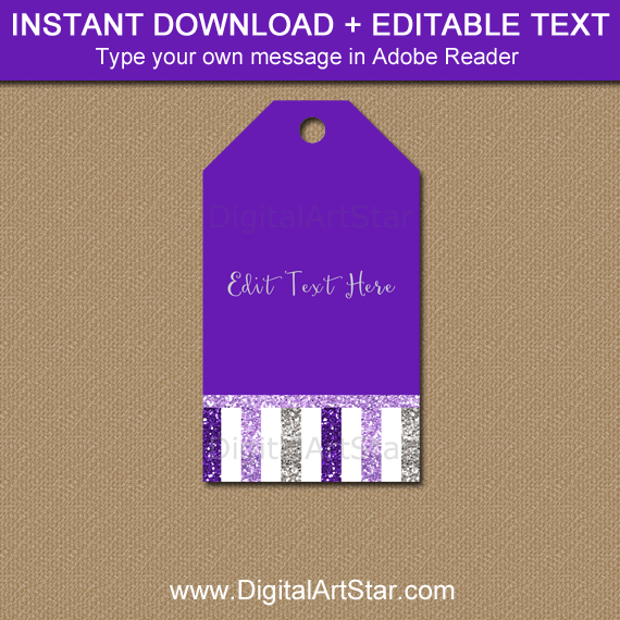 Instant Download Purple Gift Tags