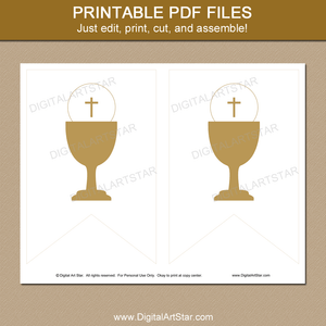 Gold First Holy Communion Banner Printable Template