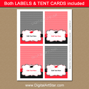 Red and Black Graduation Place Cards Template