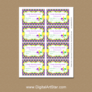 Guess How Many Candies are in the Jar Mardi Gras Candy Guessing Game Printable
