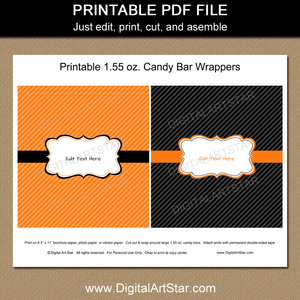 Orange and Black Candy Bar Wrappers