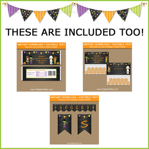 Editable Halloween Candy Bar Wrappers, Bag Toppers, Printable Banner