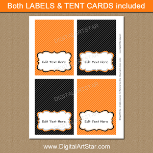 orange and black Halloween table tents by Digital Art Star